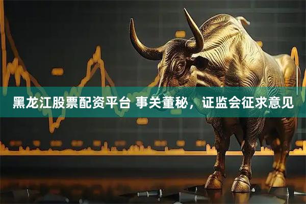 黑龙江股票配资平台 事关董秘，证监会征求意见